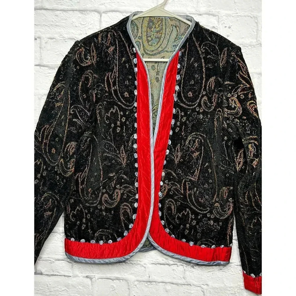 Parsley & Sage reversible tapestry paisley print cotton silk Jacket, size S. - Picture 1 of 16